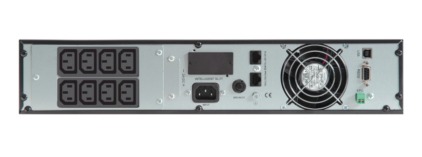 Источник бесперебойного питания 220 В,1500ВА (1350 Вт)&nbsp;&nbsp;On-Line, синусоидальная форма выходного напряжения, световая и звуковая индикация режимов работы, Количество выходных разъемов IEC C13 - 8 шт. необходимое кол-во АКБ для работы - 3 шт. ёмкостью 40–120 Ач. Ток заряда АКБ - 6 А.