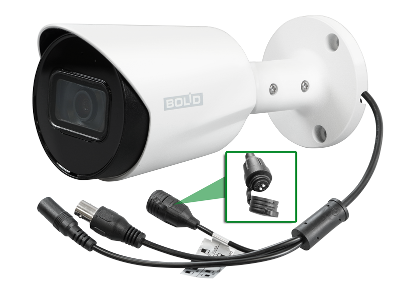 Уличная цилиндрическая аналоговая видеокамера, 2 Мп, объектив 2,8 мм; ИК-подсветка до 30 м; HDCVI, HDTVI, AHD, CVBS, встроенный микрофон, DC12V; IP67; -50 °C ~ +60 °C