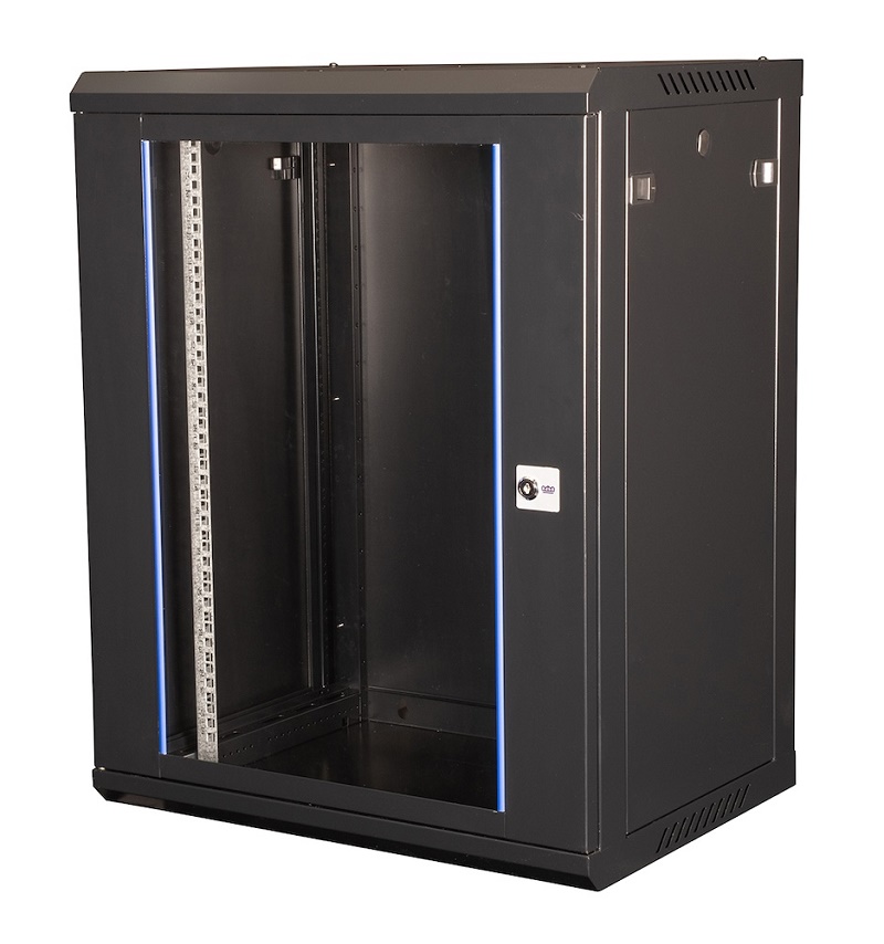 Шкаф 19" телекоммуникационный настенный, 15U 769х600х450 мм, дверь стекло, черный