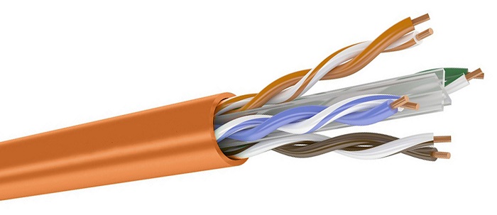 Кабель кат.6, 4 пары U/UTP, жила 0,58,LSZH нг(А)-HF, оранжевый, катушка 500