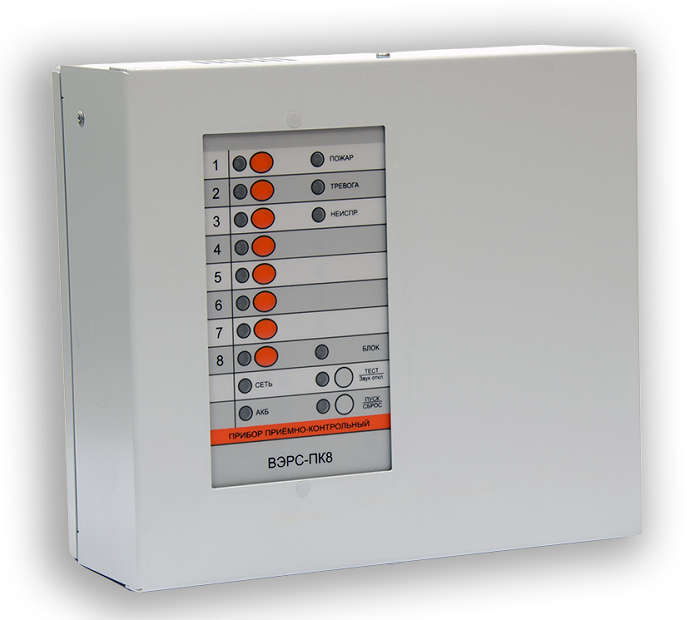Контрольный прибор 8 ШС (охранные, пожарные, технологические), 3 реле ПЦН (одно реле: ~250В/7А; два реле: ~120В/2А,), АКБ 4,5 (7) А*ч, встроенный порт USB, подключение внешних блоков по RS-485. Металлический корпус.