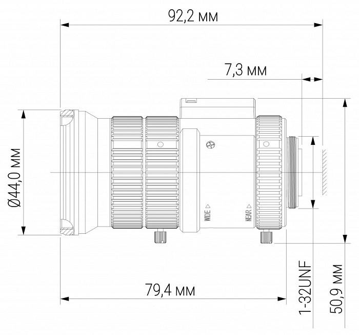 Вариофокальный 6Мп объектив 5-50 мм; 1/2,7", CS; АРД&nbsp;&nbsp;DC; угол обзора гор. 49,6°-7°, F1,6
