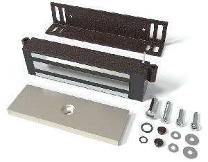 Замок электромагнитный для стальных дверей со стальной рамой, 9-15VDC, 7,2 Вт, усилие удержания 400кг, встроенный модуль перемагничивания, монтажный комплект, угольник 40х50х4мм. Корпус из стали. Цвета: медный антик