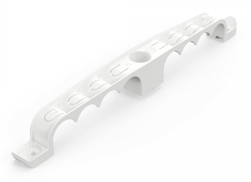 Держатель труб для прямого монтажа двусторонний на 8 мест белый d20 (20шт/уп)