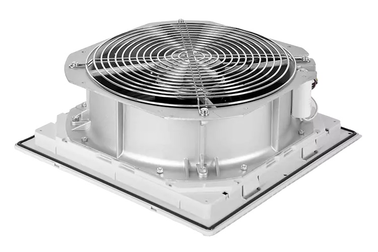 Вентилятор с фильтром для шкафов Elbox серии EMS, 320 × 320 × 157, до 600 м3/ч, 230 В, IP 54, цвет серый