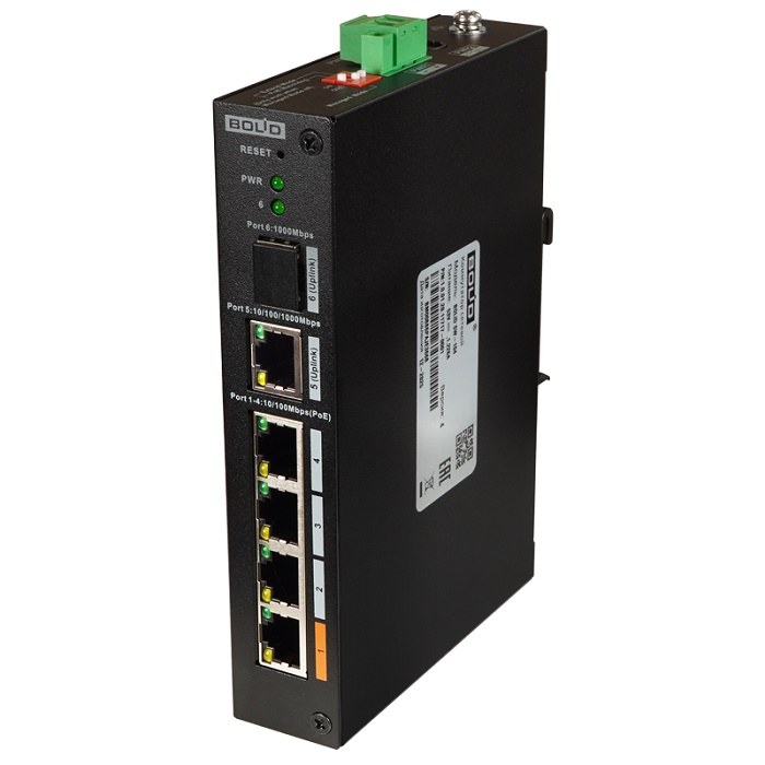 Неуправляемый сетевой PoE коммутатор, 4*10/100 Мб/с (PoE) IEEE802.3af/at 60 Вт