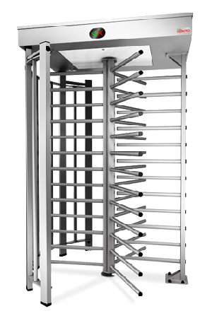 Электромеханический полноростовой турникет, корпус из нержавеющей стали; Яркое светодиодное табло; Пульт д/у (металлический корпус) с кабелем