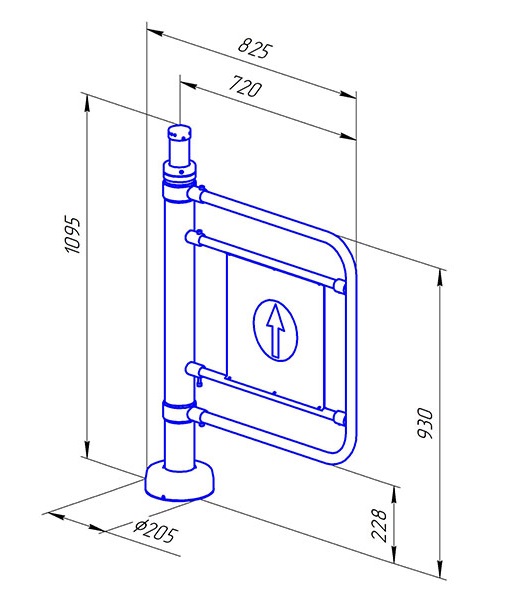 Калитка электромеханическая, Корпус калитки: крашеная сталь, цвет "серебряный антик", от 0ºС до +50ºС, 12В, БЕЗ ДУГИ