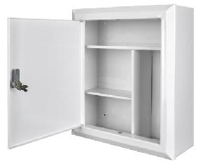Аптечный шкаф, IP31, 350х400х140 мм, Предназначен для использования  в бытовых и производственных помещениях. Комплектация: замок 1 шт, ключ 1 шт, полка горизонтальная 2 шт. с разделителем. Вес: 3 кг, Цвет белый