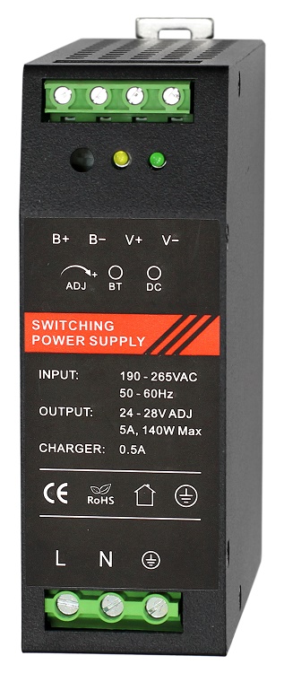 Блок бесперебойного питания 24 VDC/ 5 A, крепление на DIN-рейку, черный