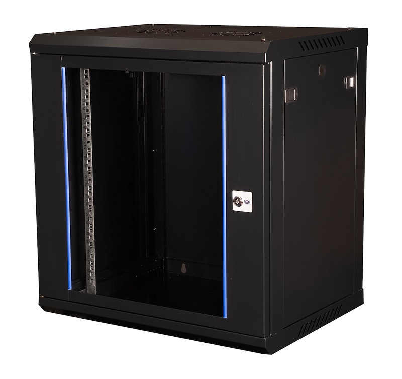 Шкаф 19" телекоммуникационный настенный, 12U 635х600х450 мм, дверь стекло, черный
