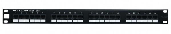 Коммутационная панель 19” моноблочная, категория 5е, UTP, 1U, 24 порта, черный