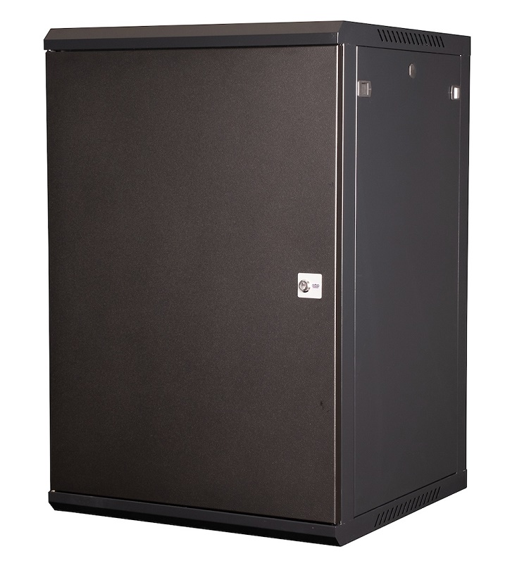 Шкаф 19" телекоммуникационный настенный, 18U 901х600х600 мм, дверь металл, черный