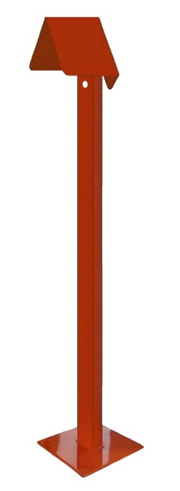 Стойка для кнопки выхода. Защитный козырек от атмосферных осадков, основание для крепежа. Высота 1130 мм, труба 30х60 мм