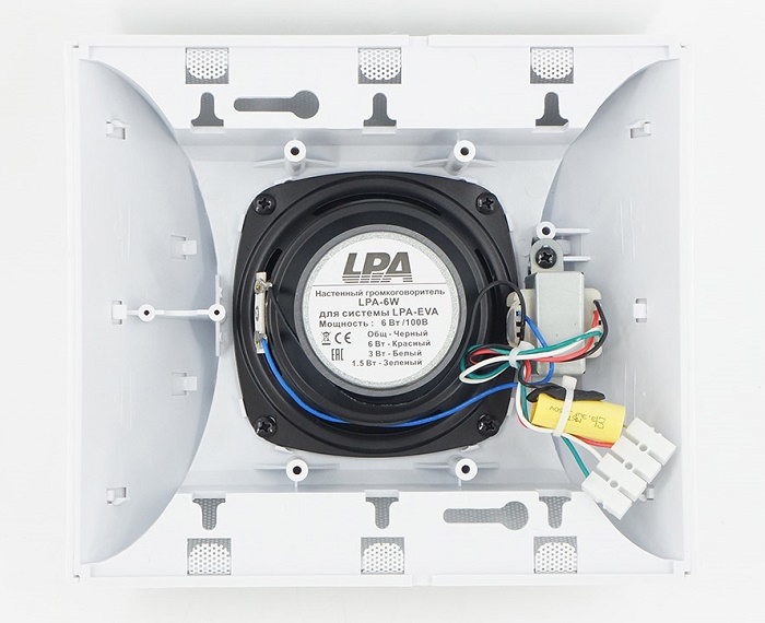 Громкоговоритель настенный, белый, 80 Гц - 20 кГц, 94 дБ, 100 В, 6/3/1.5 Вт для системы LPA-EVA