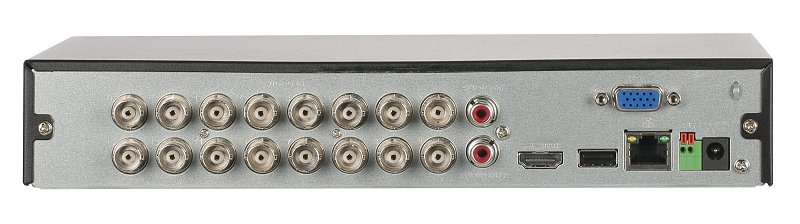 16-канальный HDCVI-видеорегистратор с FR, HDCVI, AHD, TVI, IP, CVBS; отображение: до 5Мп; запись: 8кн 5Мп@12к/с/5M-N@25к/с, остальные 5M-N@12к/с; 8кн 4M-N/1080p@25к/с, остальные 4M-N@15к/с/1080p@12к/с; 1080N@25к/с; кодирование: AI/H.265+, H.265, H.264+, H.264; IP-каналы: до 24 каналов, до 6Мп; накопители: 1 SATA III до 16Тбайт; видеовыходы: 1 HDMI, 1 VGA; сеть: 1 RJ45 1000Мбит/с;&nbsp;&nbsp;аудиовх/вых: 1/1; питание: 12В(DC); видеоаналитика: 2кн распознавание лиц, 4кн охрана периметра, 16кн интеллектуальный детектор движения SMD Plus, интеллектуальный поиск, контроль кассовых операций