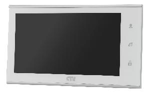 Монитор видеодомофона в компактном корпусе CVBS, белый, Дисплей IPS 7", 1024х600, до 2 панелей, до 2 видеокамер, SD до 32Gb, панель из стекла с сенсорным управлением "Easy buttons", выбор области детекции движения, , встроенный источник питания