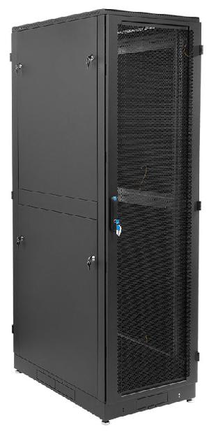 Шкаф телекоммуникационный напольный 42U (600 × 1000) дверь перфорированная, задние двойные перф., цвет черный