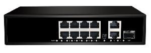 Коммутатор неуправляемый, 8*10/100/1000Мбит/с PoE (af/at), 2*10/100/1000Мбит/с RJ45, 1*100/1000Мбит/с SFP, DC52V/2.3A, PoE бюджет 120W