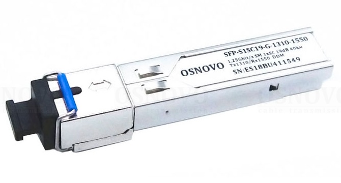 Оптический SFP Модуль. Одно волокно Single Mode. Скорость до 1,25 Гбит/c. Тип разъема SC. Оптический бюджет 19дБ. Расстояние передачи - до 40км. Tx 1310/Rx 1550. Поддержка DDM. 13,7x11x63,8мм. 0 +70 С.    