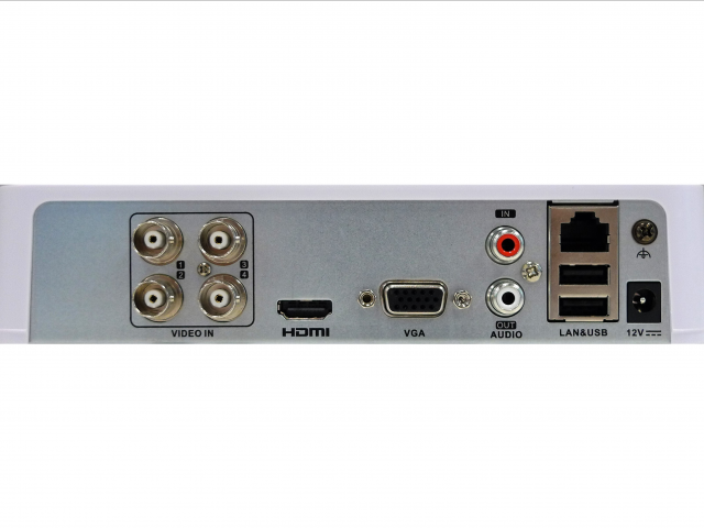 4-х канальный гибридный HD-TVI регистратор для  аналоговых, HD-TVI, AHD и CVI камер + 1 IP-канал@960p (до 5 с замещением аналоговых) Видеовход: 4 канала BNC; Аудиовход: 1 канал RCA;