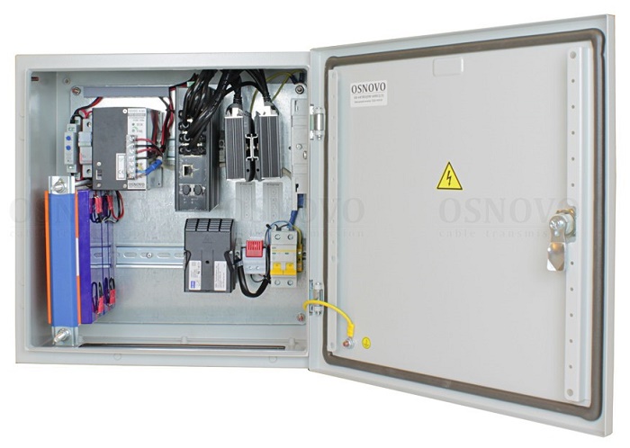 Уличный коммутатор с термостабилизацией, грозозащитой и резервным питанием на базе уличной станции OSNOVO OS-44TB1. Порты: 6 x FE (10/100Base-T) с PoE (до 30W) + 2 x FE (10/100Base-T) с PoE (до 60W) + 1 x GE (10/100/1000Base-T) + 2 x GE SFP (1000Base-X)