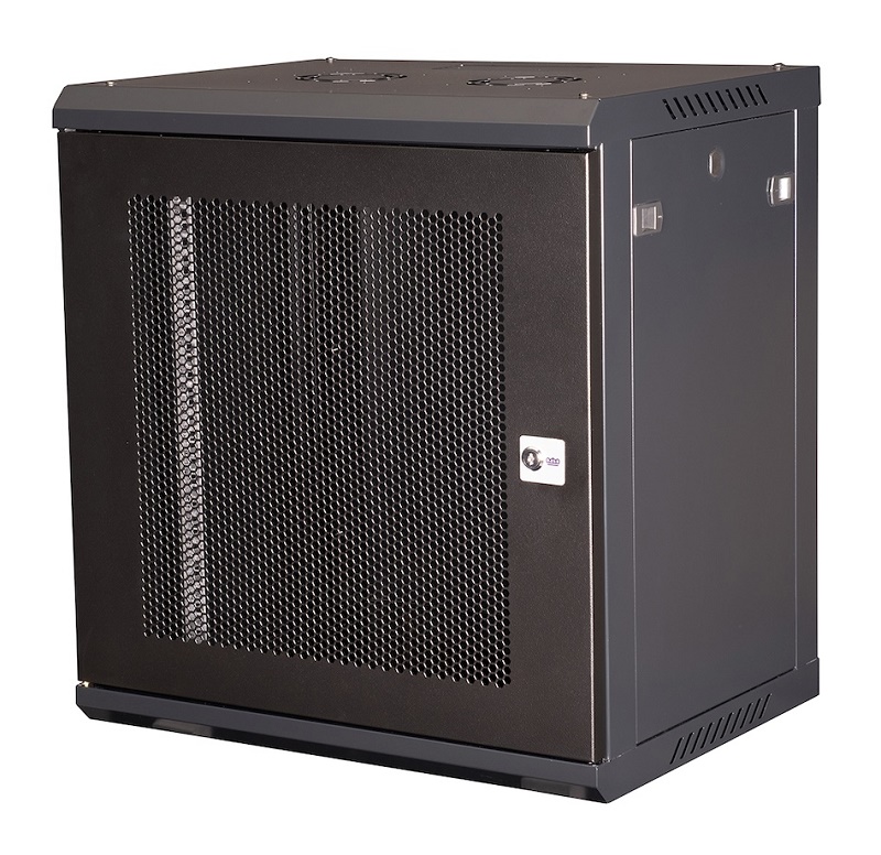 Шкаф 19" телекоммуникационный настенный, 12U 635х600х450 мм, дверь перфорация, черный