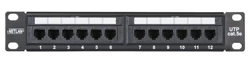 EC-URP-12-UD2 - Коммутационная панель 10", 1U, 12 портов, Кат.5e (Класс D), 100МГц, RJ45/8P8C, 110/KRONE, T568A/B, неэкранированная, черная Коммутационная панель 10", 1U, 12 портов, Кат.5e (Класс D), 100МГц, RJ45/8P8C, 110/KRONE, T568A/B, неэкранированная, черная