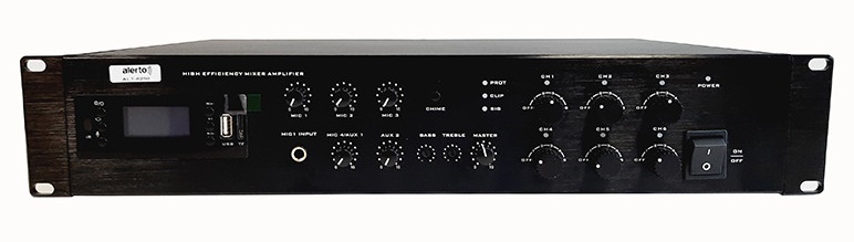 Микшер-усилитель 240Вт, 6 зон трансляции.&nbsp;&nbsp;Индивидуальная регулировка громкости в каждой зоне. 4 микрофонных, 2 линейных входа. МР3 плеер (FM радио, USB, SD, Bluetooth). ИК-пульт ДУ. ЕМ вход с наивысшим приоритетом.