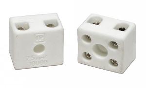 Клемма керамическая латунь 2,5 мм² 2 пары контактов с крепежным отверстием (5 шт/уп)
