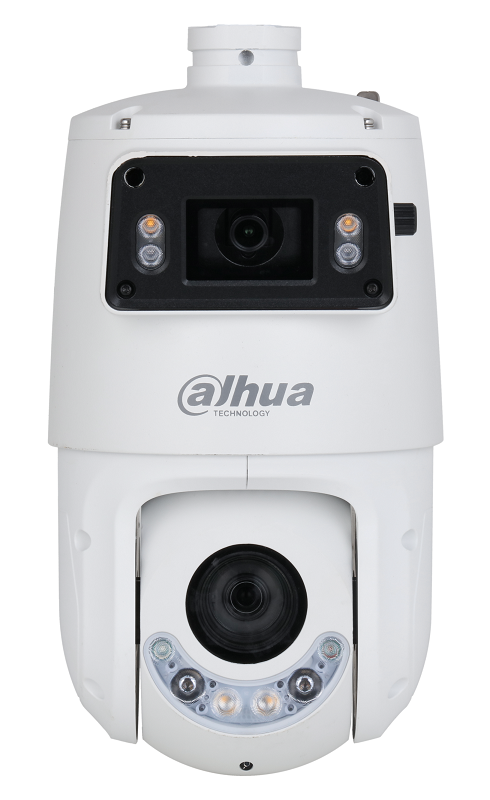 Уличная купольная PTZ IP-видеокамера с панорамным модулем, активным сдерживанием и ИИ 1/2.8"" 4Мп CMOS, 0.001 лк @F1.0, 2.8мм, ИК-подсветка 30м, Led-подсветка: 30м (панорамный модуль) 1/2.8 4Мп CMOS, 0.005 лк @F1.6, 5мм–125мм, ИК-подсветка 100м, Led-подсветка 50м (PTZ-модуль) Разрешение: 2560×1440@25 к/с, сжатие H.265/H.264/MJPEG/H.265+/H.264+, WDR 120дБ, 3D DNR, BLC, HLC, DEFOG. Видеоаналитика: охрана периметра, автотрекинг, детекция лиц, SMD4.0. Cигнализация красно-синей подсветкой. Интерфейсы: RJ-45 (10/100) Base-T; microSD до 512Гб, аудиовход/выход 1/1; тревожные вход/выход 2/1.&nbsp;&nbsp;Питание: DC12В/PoE+;&nbsp;&nbsp;-40 °C...+65 °C; IP66.