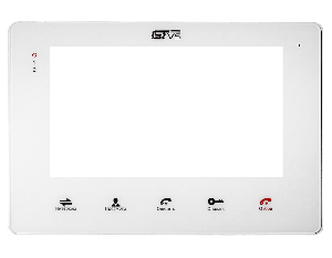 Монитор видеодомофона 7" белый. Hands-Free монитор домофона. 7-дюймовый TFT-дисплей, разрешение экрана 800х480 RGB, акриловая панель , сенсорное управление, детектор движения, часы, автоответчик. Поддержка до 4 мониторов в параллель + 2 вызывных&nbsp;&nbsp;панели&nbsp;&nbsp;+ 2 камеры + 2 ИК-датчика(НО/НЗ).