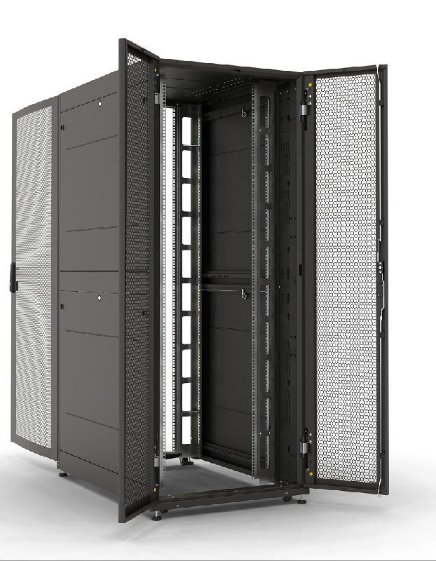 Шкаф серверный ПРОФ напольный 42U (800 х 1000) дверь перф., задние двойные перф., черный, в сборе