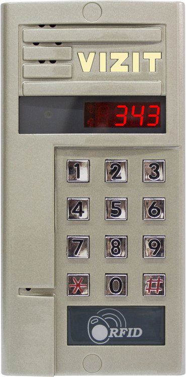 Блок вызова для совместной работы с БУД-302М(S20,-S80), -430М(S), -485(P,M). Встроенный считыватель ключей VIZIT-RF3. Светодиодный дисплей. Подсветка клавиатуры и логотипа.