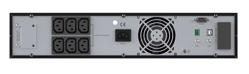 Онлайн ИБП ДКС серии Small Rackmount, 1000 ВА/900 Вт, 1/1, 6xIEC C13,EPO, USB, RS-232, RJ45, Rack 2U, 2x9Ач