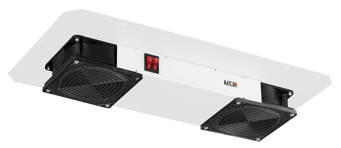 Вентиляторный блок TLK для настенных шкафов серии TWM, TWC-R, для напольных шкафов серии TFR-R глубиной 600 мм, 2 вентилятора, нижние решётки пластиковые с фильтром, без шнура питания, серый