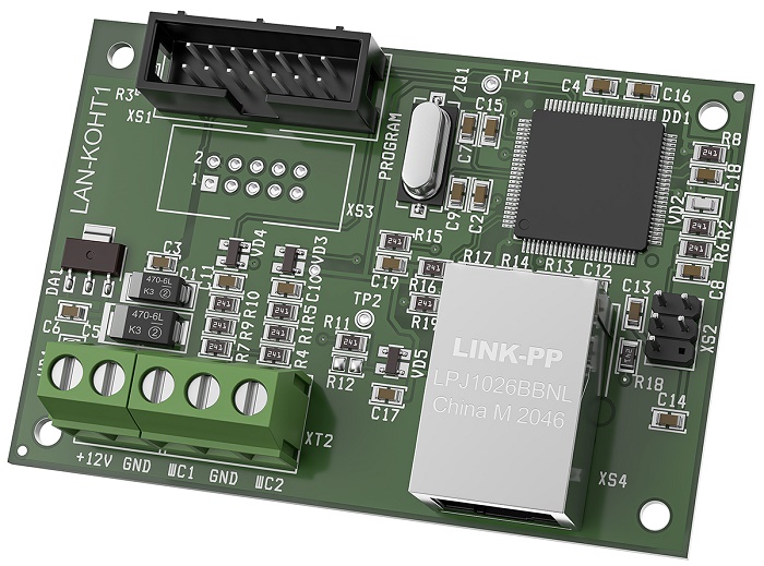 Модуль Ethernet, добавляет линию связи, для панелей Контакт GSM-5, Контакт GSM-5-2, Контакт GSM-5-RT1, Контакт GSM-5-RT2, Контакт GSM-5-RT3