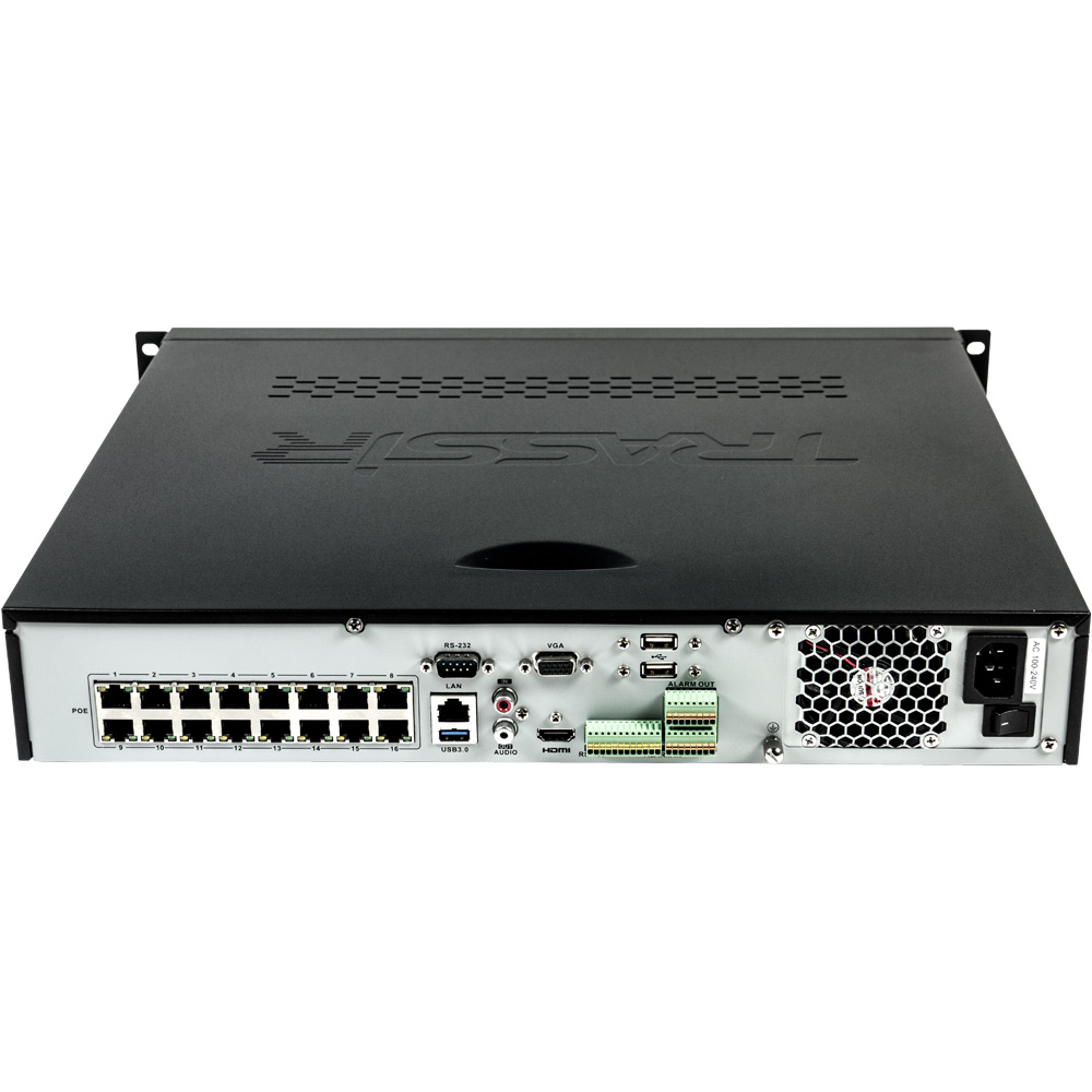 Сетевой видеорегистратор для IP-видеокамер (Standalone NVR) под управлением TRASSIR OS (Linux) с 16-ю портами PoE. Регистрация и воспроизведение до 24 IP видеокамер любого поддерживаемого производителя, (поток до 512 Мбит/сек).