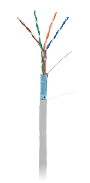 Кабель F/UTP 4 пары, Кат.5e (Класс D), 100МГц, одножильный, BC (чистая медь), внутренний, PVC нг(B), серый, 305м