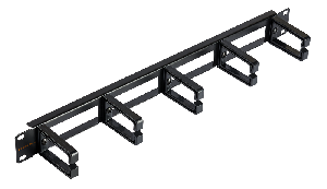 Кабельный органайзер 19", 1U, глубина колец 53мм, пластиковые кольца, с отверстиями в опорной планке, черный, уп-ка 2шт.