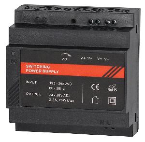 Блок питания 24 VDC/ 2,5 A, крепление на DIN-рейку, черный