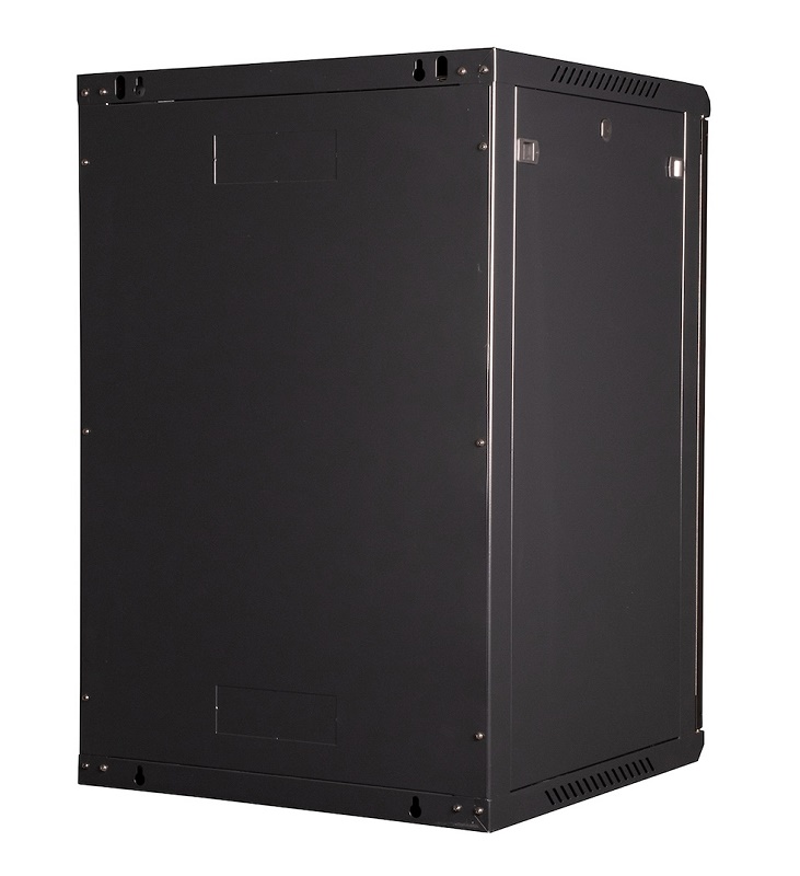 Шкаф 19" телекоммуникационный настенный, 18U 901х600х600 мм, дверь стекло, черный