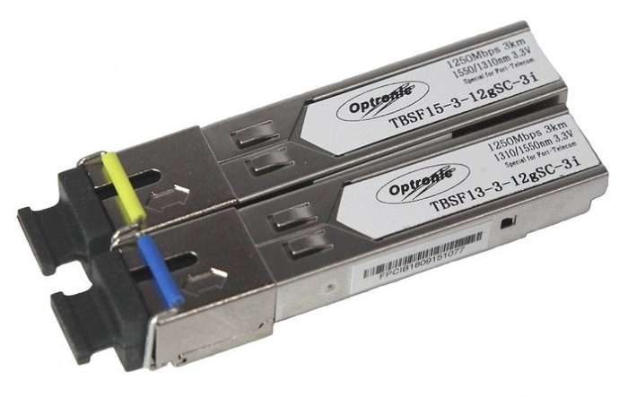 Оптический одномодовый одноволоконный (1Гбит/с, разъем SC, дальность до 3 км.) Индустриальное исполнение, от -40С до +85С, комплект (TBSF-13-3-12gSC-3i 1310  + TBSF-15-3-12gSC-3i 1550)