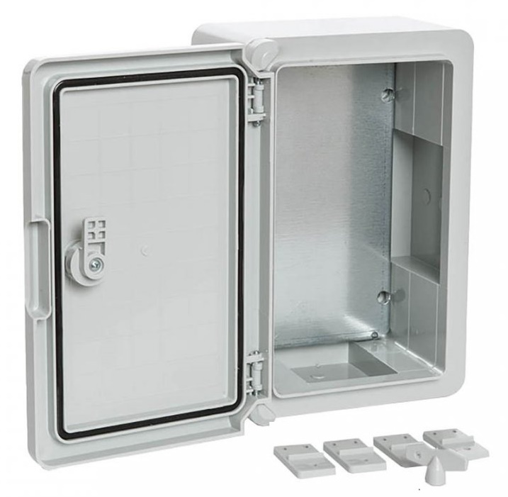 Корпус пластиковый с монтажной панелью ЩМП IP65 серая дверь 300х200х130