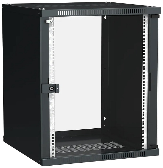 ITK Шкаф LINEA WE 15U 600x600мм дверь стекло черный, для оборудования общей массой не более 50 кг.