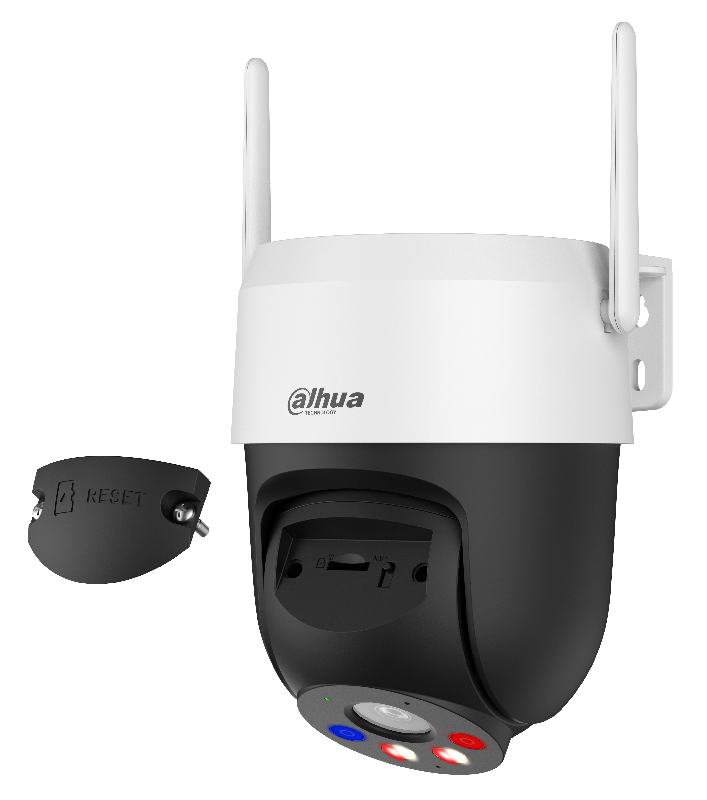 Уличная Мини-PT IP-видеокамера с Wi-Fi, 5Мп; 1/2.7” CMOS; 4мм; ИК-фильтр; 0.007лк@F1.6; сжатие: H.265, H.264, MJPEG; 2 потока до 5Мп@25к/с; видеоаналитика: обнаружение людей, обнаружение транспортных средств; ИК-подсветка 30м, Led-подсветка 30м; сигнализация красно-синей подсветкой, встроенные микрофон+динамик; MicroSD до 256Гбайт; защита: IP66, питание: 12В(DC); Wi-Fi 2.4ГГц