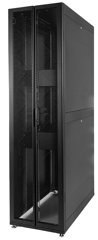 Шкаф серверный ПРОФ напольный 48U (600 × 1000) дверь перф., задние двойные перф., черный, в сборе