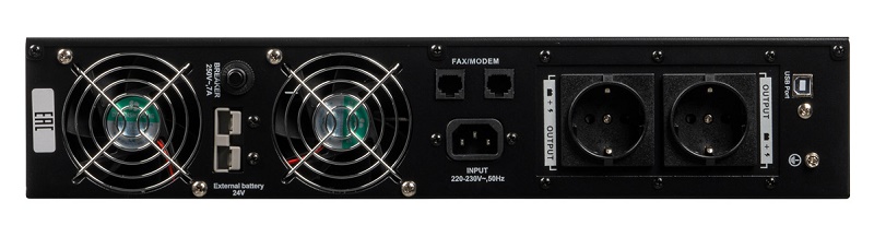 ИБП, Мощность: 2000 ВА / 1400 Вт, 145-280 В, Встроенные АКБ 9 Ач – 4 шт, Выходные разъёмы: Schuko - 2 шт
