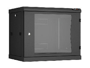 Настенный разборный шкаф TLK 19", 9U, стеклянная дверь, Ш600хВ503хГ450мм, 2 пары монтажных направляющих, черный