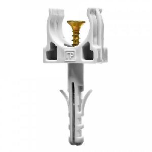 Крепеж-клипса с дюбелем и саморезом серая d16 мм (100шт/уп)